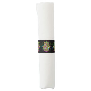 Hamsa Fatma Hand Psychedelic Art Napkin Bands