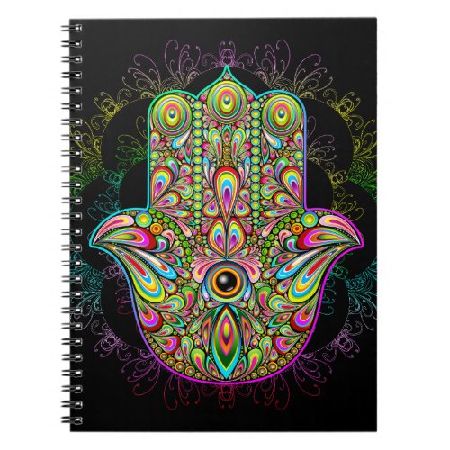 Hamsa Fatma Hand Psychedelic Art Notebook