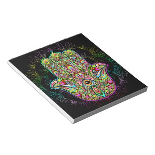 Hamsa Fatma Hand Psychedelic Art Notepad