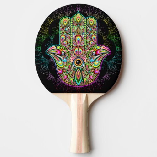 Hamsa Fatma Hand Psychedelic Art Ping Pong Paddle