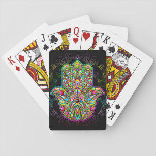 Hamsa Fatma Hand Psychedelic Art Playing Cards