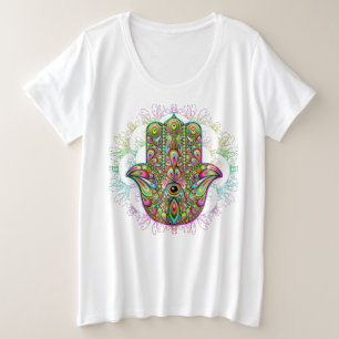 Hamsa Fatma Hand Psychedelic Art Plus Size T-Shirt