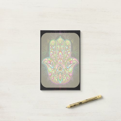 Hamsa Fatma Hand Psychedelic Art Post_it Notes