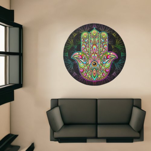 Hamsa Fatma Hand Psychedelic Art Rug