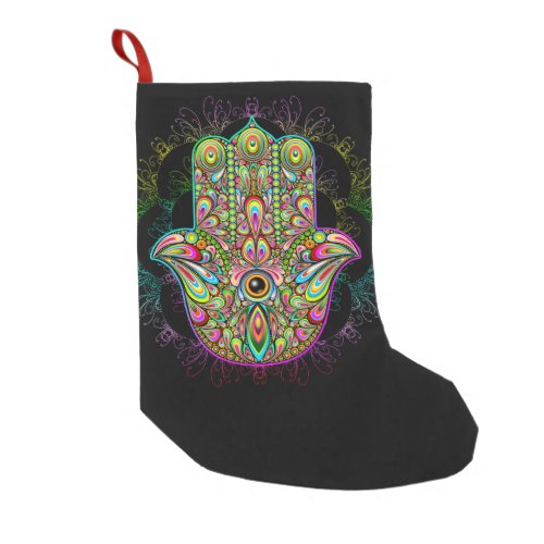 Hamsa Fatma Hand Psychedelic Art Small Christmas Stocking