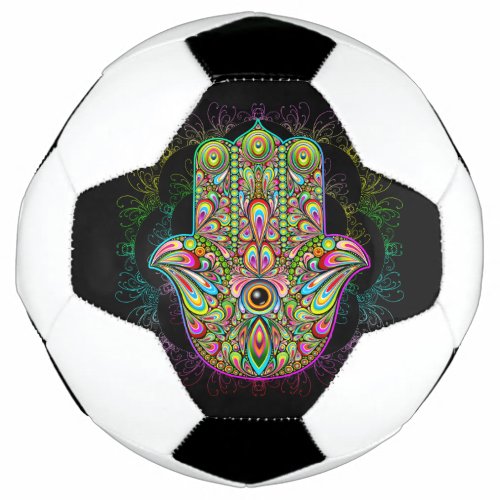 Hamsa Fatma Hand Psychedelic Art Soccer Ball