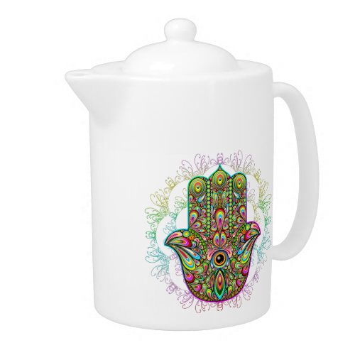 Hamsa Fatma Hand Psychedelic Art Teapot