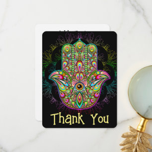 Hamsa Fatma Hand Psychedelic Art Thank You Card