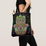 Hamsa Fatma Hand Psychedelic Art Tote Bag at Zazzle