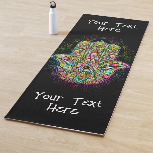 Hamsa Fatma Hand Psychedelic Art Yoga Mat