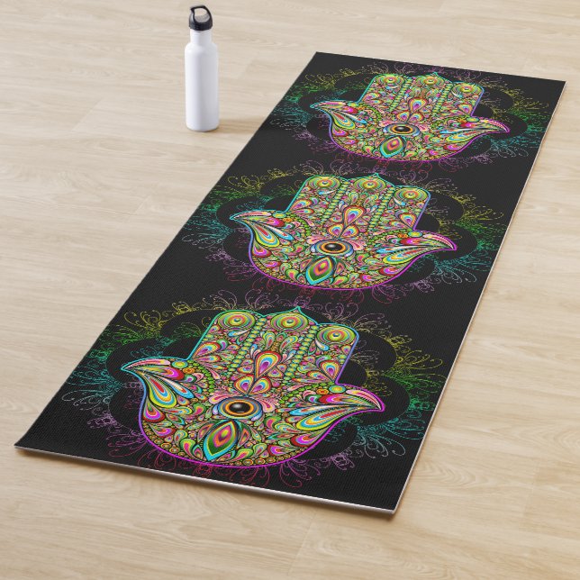 Hamsa Fatma Hand Psychedelic Art Yoga Mat (In Situ)