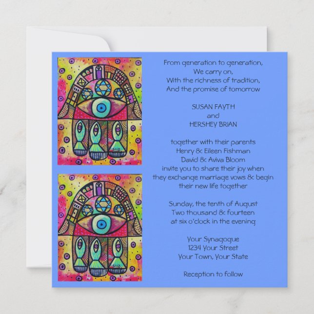 Hamsa Fish Wedding Invitation (Front)