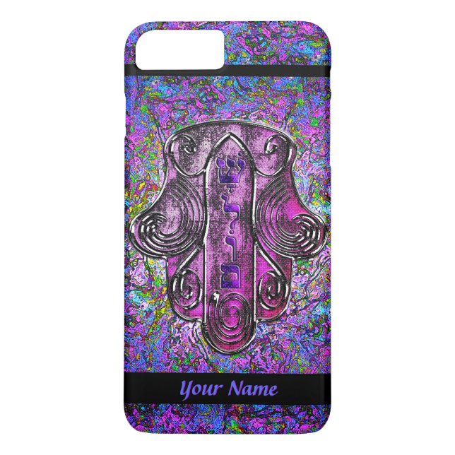 Hamsa Fusion Purple and Black Personalized Case-Mate iPhone Case (Back)