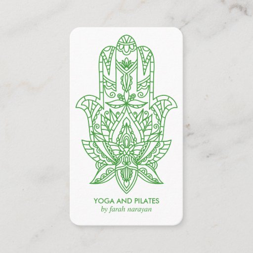 Customizable Hamsa | Green Wellness spa massage yoga holistic Business Card