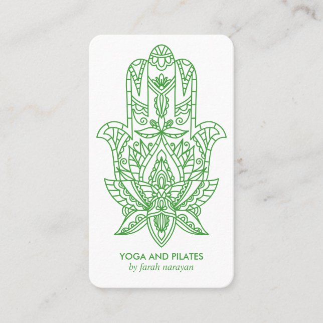 Hamsa | Green Wellness spa massage yoga holistic Business Card (Front)