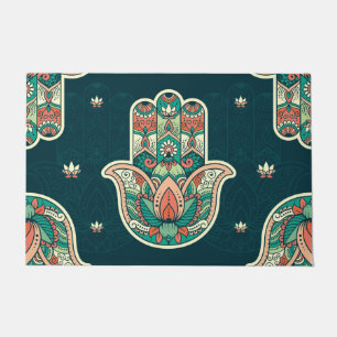 Hamsa Hamsah Moroccan Jewish Hand Welcome Doormat