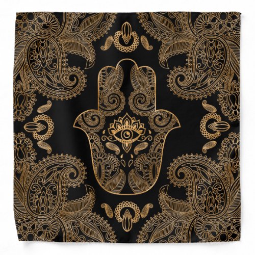 Hamsa Hand Black and gold Ornament Bandana