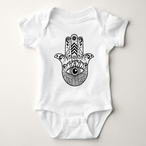 Hamsa Hand Black and White Baby Bodysuit