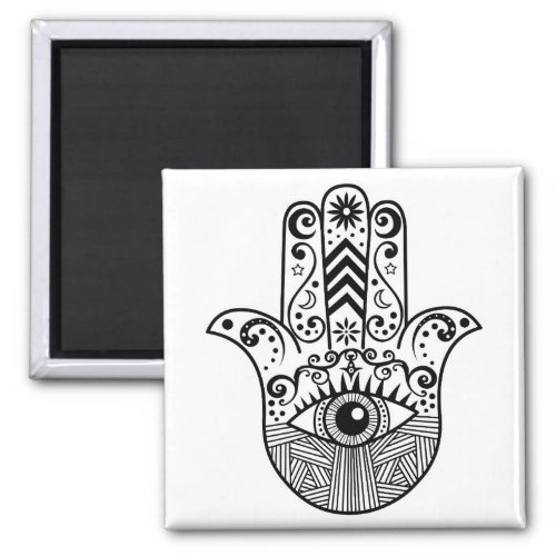 Hamsa Hand Black and White Magnet