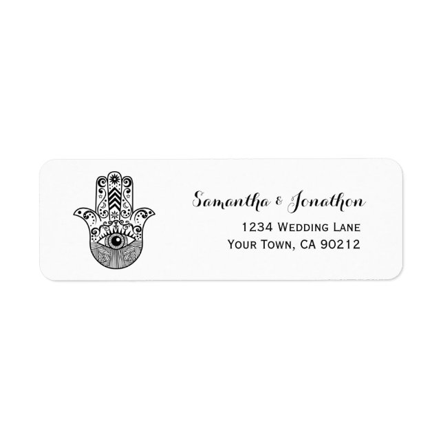 Hamsa Hand Black and White Return Address Stickers (Front)