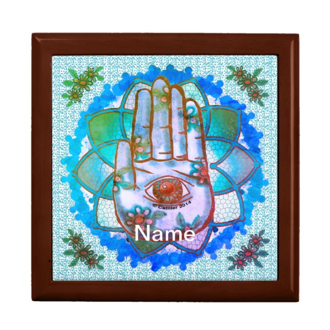 Hamsa Hand Blue Lotus Gift Box (Front)