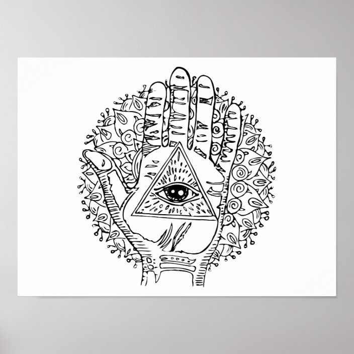 Hamsa Hand Evil Eye Adult Coloring Poster Zazzle Com