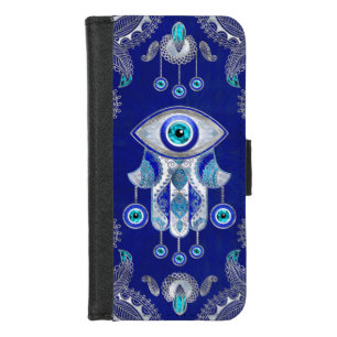 Hamsa Hand -Evil Eye Amulet Ornament iPhone 8/7 Wallet Case