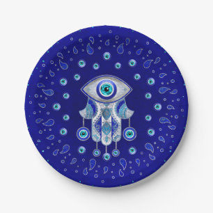 Hamsa Hand -Evil Eye Amulet Paper Plates