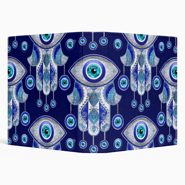 Hamsa Hand -Evil Eye Pattern 3 Ring Binder (Background)