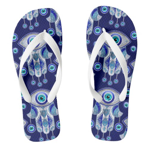 Hamsa Hand _Evil Eye Pattern Flip Flops