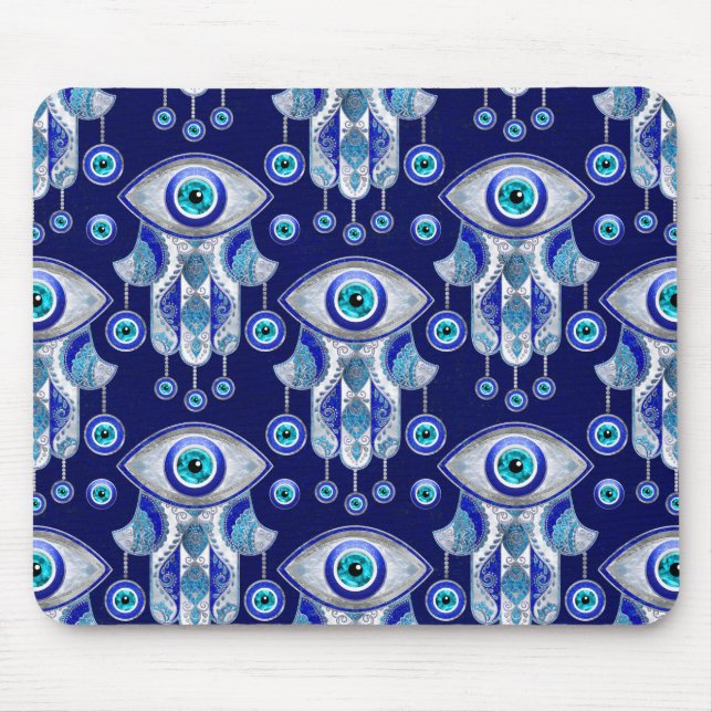 Hamsa Hand -Evil Eye Pattern Mouse Pad (Front)