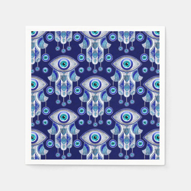 Hamsa Hand -Evil Eye Pattern Napkins (Front)
