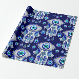 Hamsa Hand -Evil Eye Pattern Wrapping Paper
