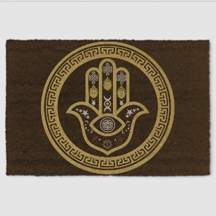 Hamsa Hand Evil Eye Protection Fiber Doormat