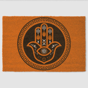 Hamsa Hand Evil Eye Protection Fiber Doormat