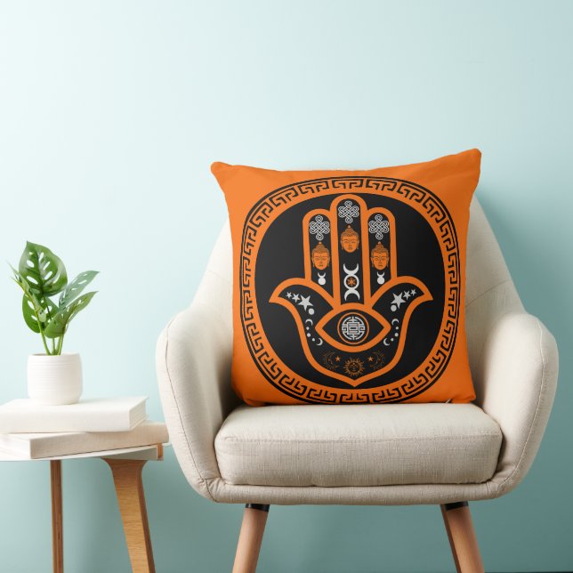 Hamsa Hand Evil Eye Protection Throw Pillow (Chair)