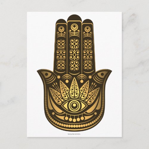 Hamsa Hand Gold Evil Eye Spiritual Postcard