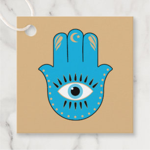 Hamsa Hand Greek Evil Eye Blue Favor Tags