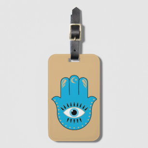 Hamsa Hand Greek Evil Eye Blue Luggage Tag