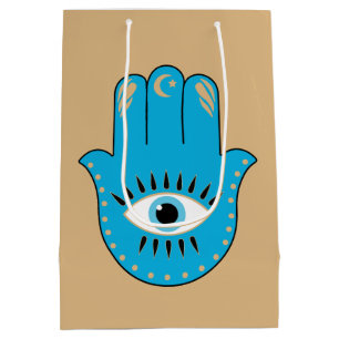 Hamsa Hand Greek Evil Eye Blue Medium Gift Bag