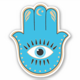 Hamsa Hand Greek Evil Eye Blue Sticker