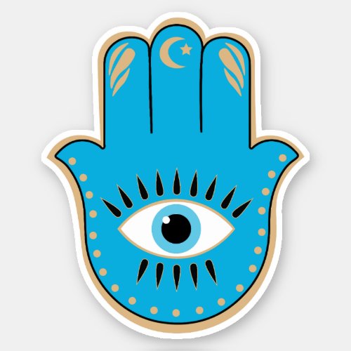 Hamsa Hand Greek Evil Eye Blue Sticker