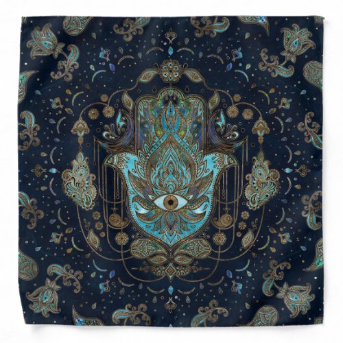 Hamsa Hand _Hand of Fatima Blue Gemstones Bandana