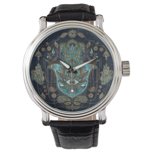 Hamsa Hand _Hand of Fatima Blue Gemstones Watch