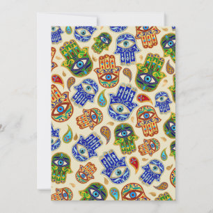 Hamsa Hand - Hand of Fatima colorful pattern Holiday Card