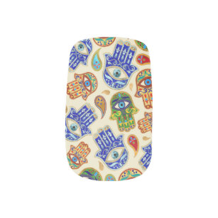 Modern Art Tribal Hamsa Lace Nail Nails Art 3D Decal Wraps