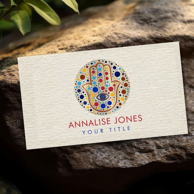 Hamsa Hand -Hand of Fatima Dot Art Business Card (Creator Uploaded)