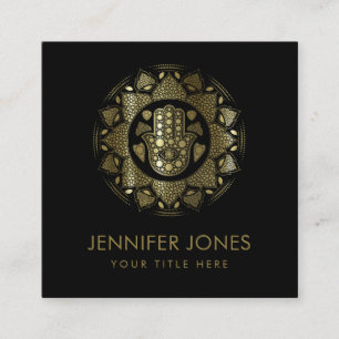 Hamsa Hand -Hand of Fatima in Lotus mandala Square Business Card