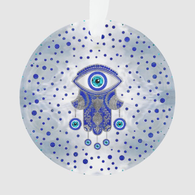Hamsa Hand -Hand of Fatima Lapis Lazuli and Silver Ornament (Front)
