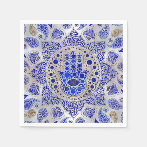 Hamsa Hand _Hand of Fatima on Mother of Pearl Napkins